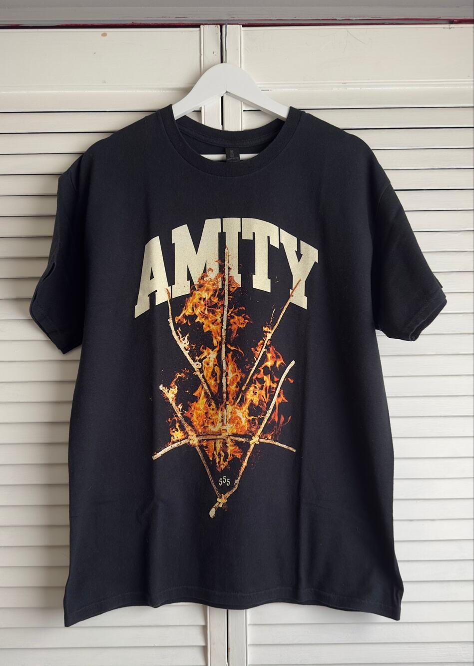 The Amity Affliction Rune Fire Graphic Band T-Shirt L Gildan Heavy Cotton